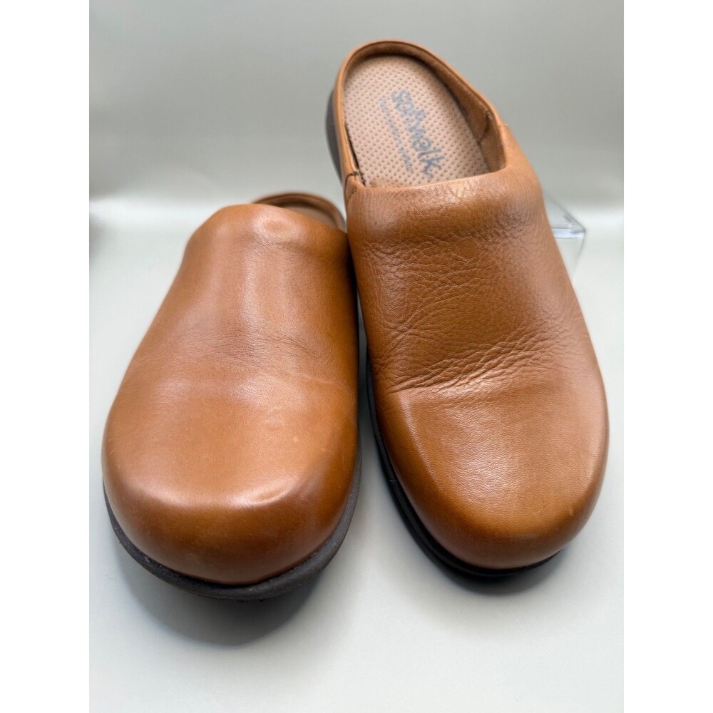 SoftWalk Andria Clogs Womens 9M Brown Leather Slip On Comfort Shoes S2352